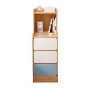 Narrow Nightstand with 3 Drawers and Shelves – KY-NS006