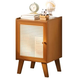 Boho Nightstand with Rattan-Style Door – KY-NS003