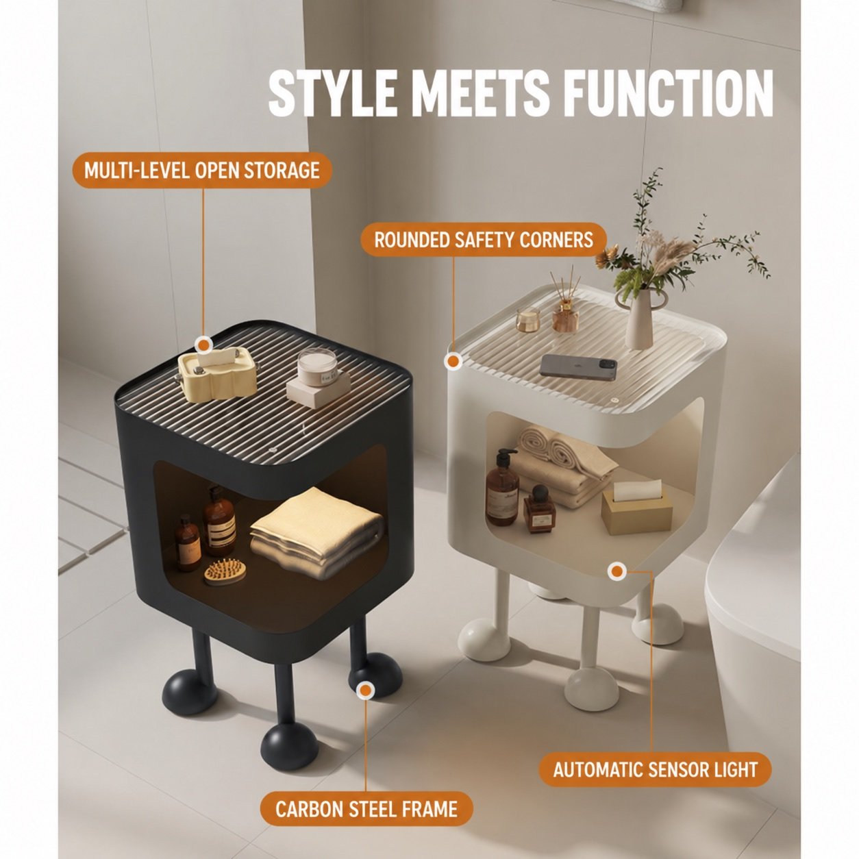 Nightstand with Light and Open Shelf – KY-NS005 - Image 4