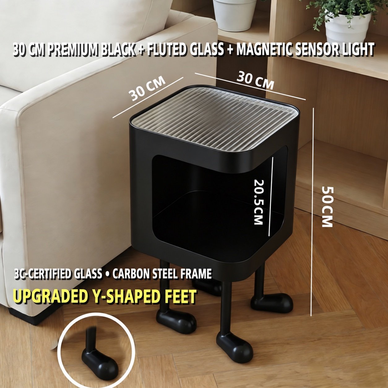 Nightstand with Light and Open Shelf – KY-NS005 - Image 3